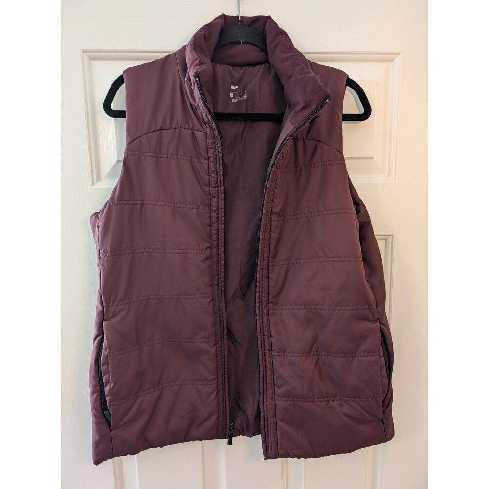 Nike Men's Quilted Puffer Vest Burgundy Size L Full Zip Fleece Collar